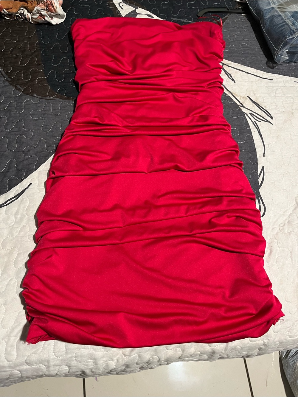 Bozzolo Fuchsia Ruched Strapless Mini Dress
